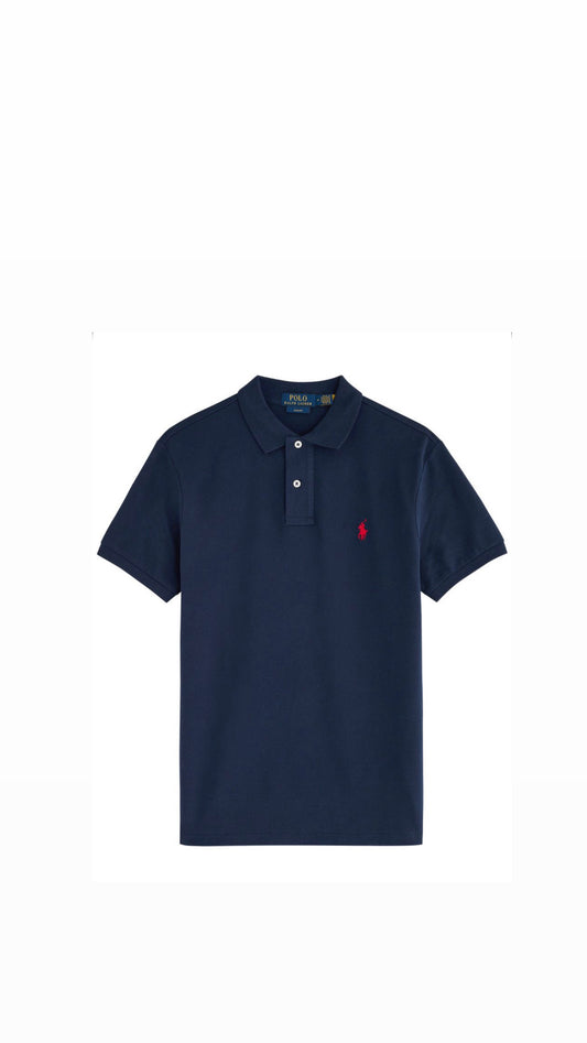 RL NAVY POLO SHIRT-RED LOGO