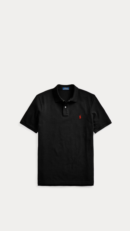 RL BLACK POLO SHIRT-RED LOGO